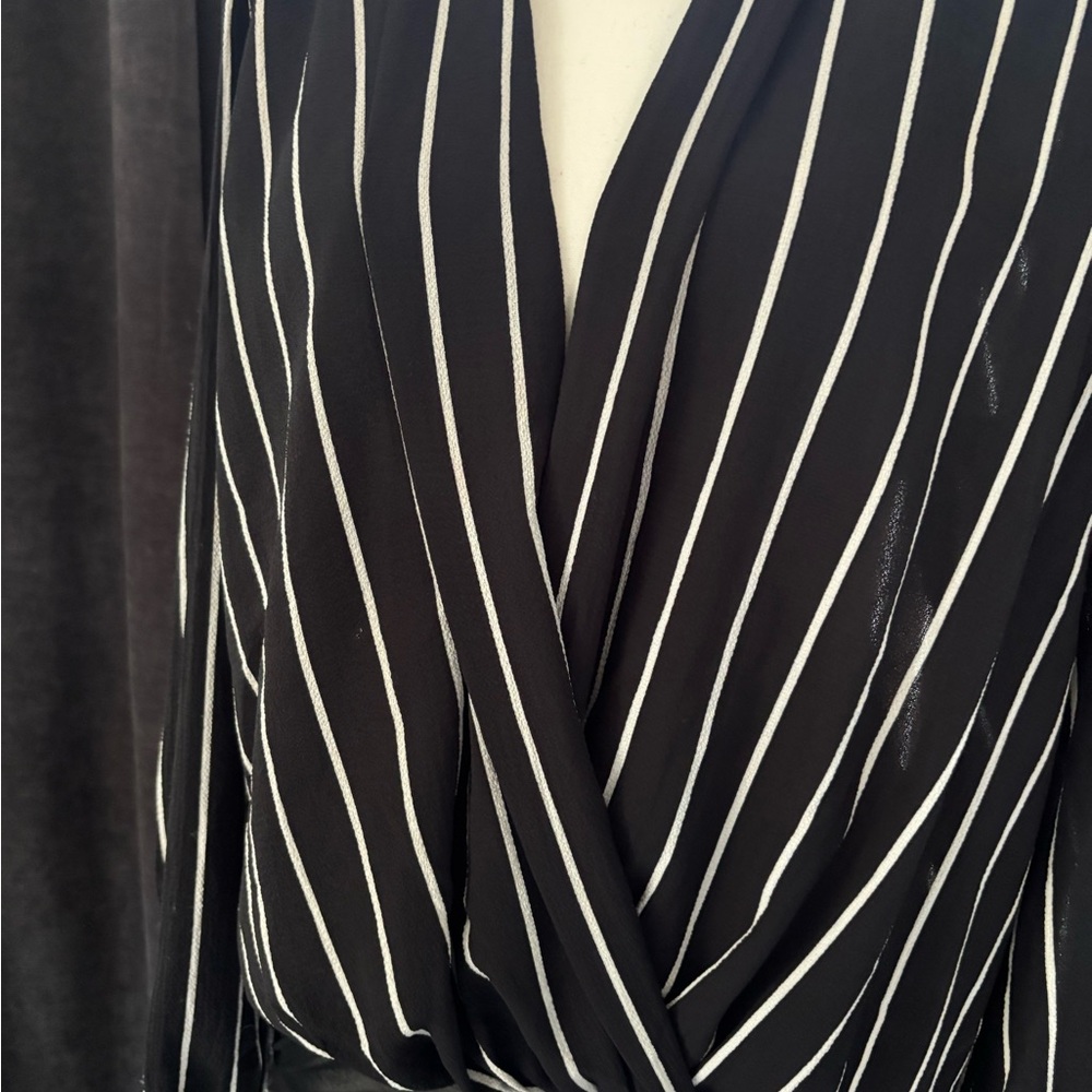 Astr Black and White Striped Blouse - Picture 2 of 5